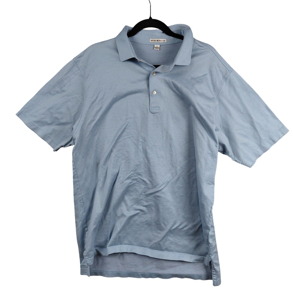 Peter Millar Mens XL Light Blue Textured 100% Cotton Short Sleeve Polo Shirt